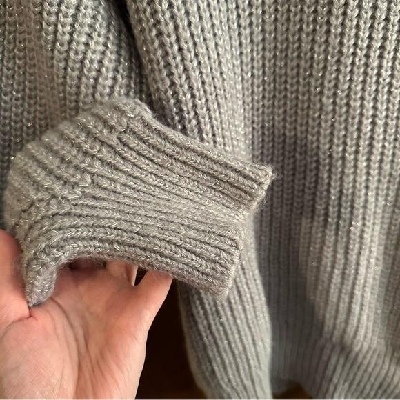Alfani Women’s Holiday Cowl Neck Acrylic Grey Metallic Knit Sweater XL - Picture 6 of 9